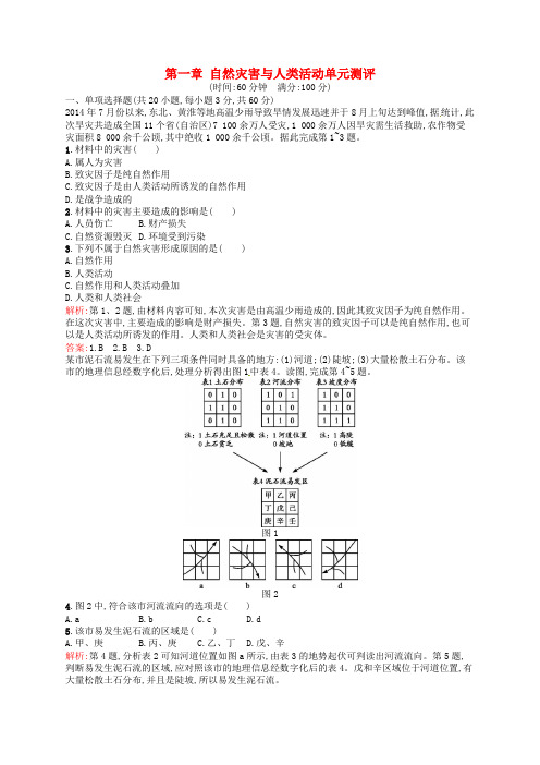 高中地理第一章自然灾害与人类活动单元测评新人教版选修5