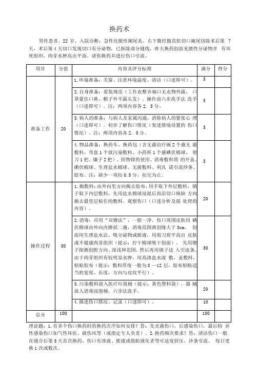 换药术评分细则