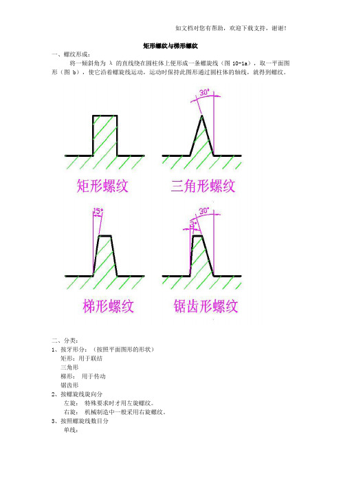 矩形螺纹及梯形螺纹