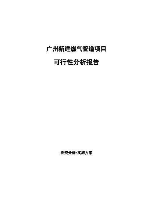 广州新建燃气管道项目可行性分析报告