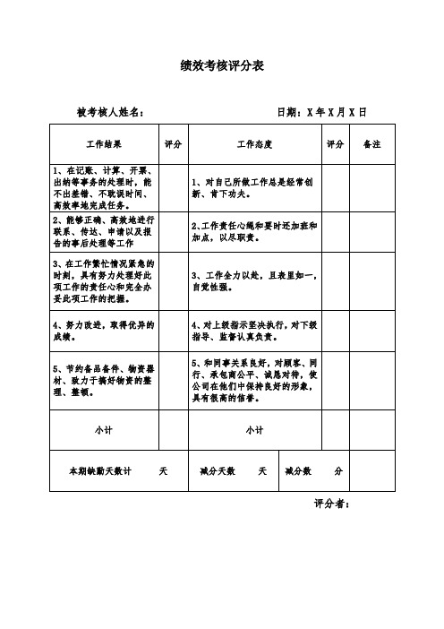 绩效考核评分表3