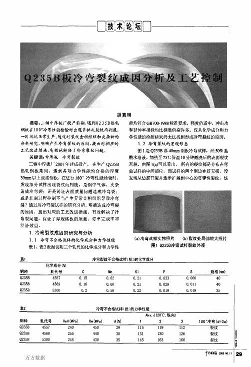 Q235B板冷弯裂纹成因分析及工艺控制