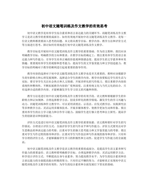 初中语文随笔训练及作文教学的有效思考