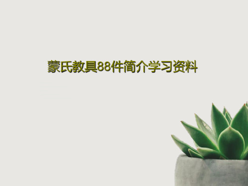 蒙氏教具88件简介学习资料共90页