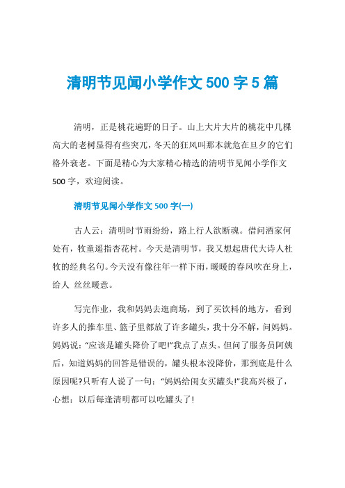 清明节见闻小学作文500字5篇