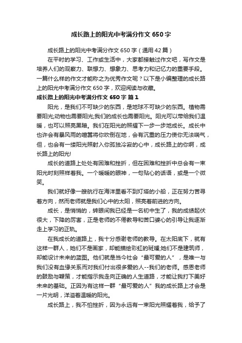 成长路上的阳光中考满分作文650字