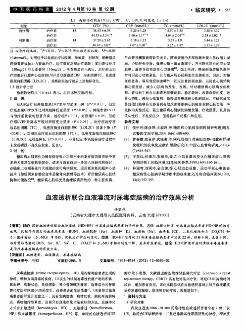 血液透析联合血液灌流对尿毒症脑病的治疗效果分析