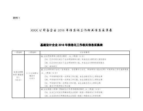 XXX公司各企业信息化工作相关信息采集表