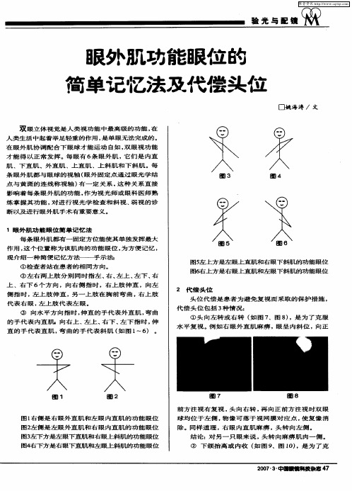 眼外肌功能眼位的简单记忆法及代偿头位