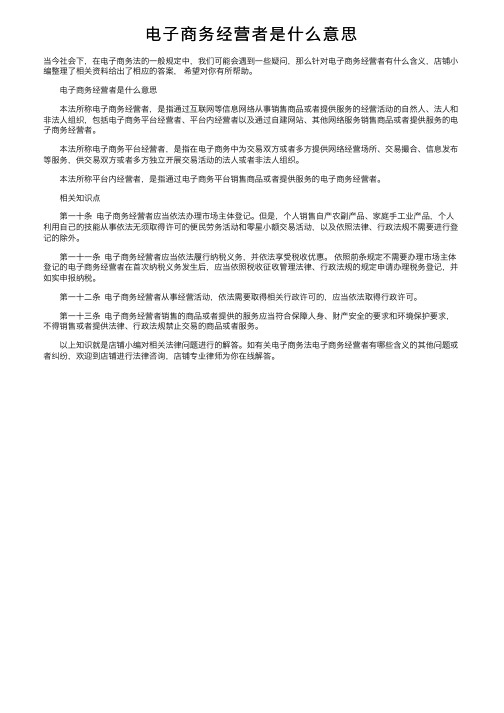 电子商务经营者是什么意思