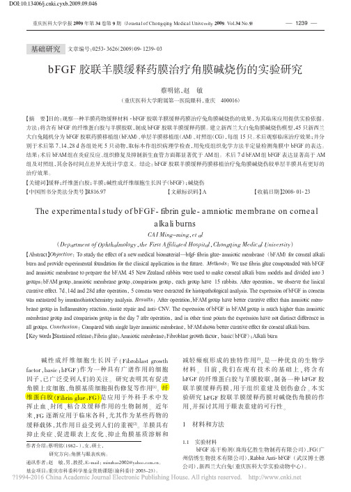 bFGF胶联羊膜缓释药膜治疗角膜碱烧伤的实验研究_蔡明铭