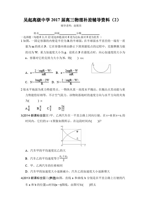 高三物理临界生辅导资料(力学部分)