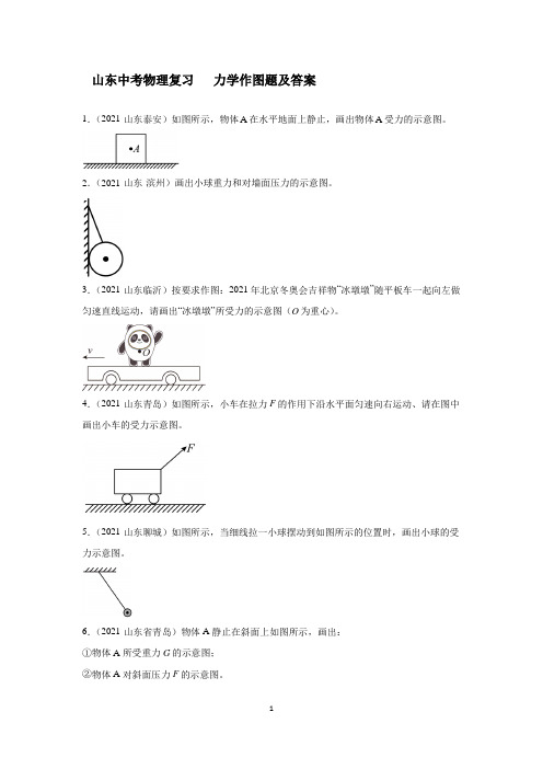 山东中考物理复习   力学作图题及答案