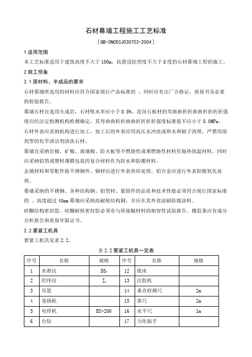 25石材幕墙工程施工工艺标准