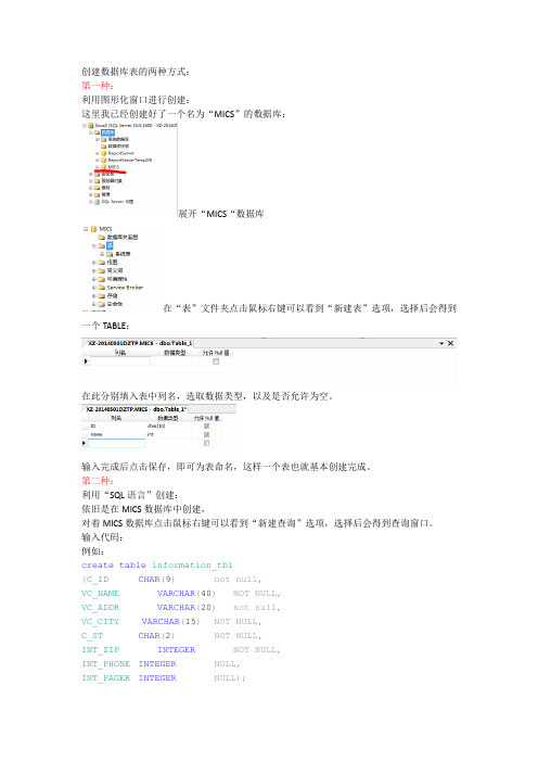 SQL SERVER 2008数据库表的创建