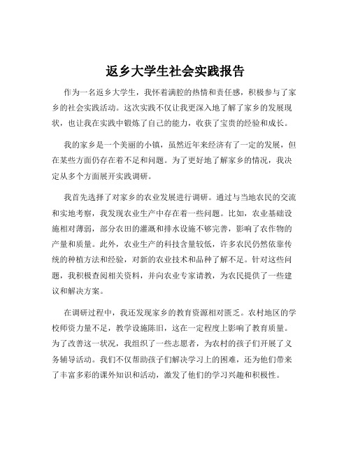 返乡大学生社会实践报告