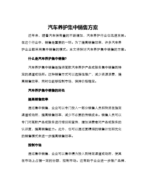 汽车养护集中销售方案