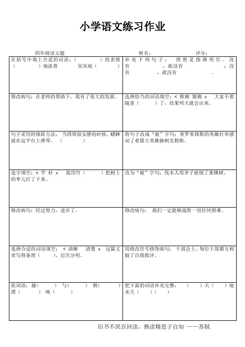 小学四年级语文提优训练V (2)