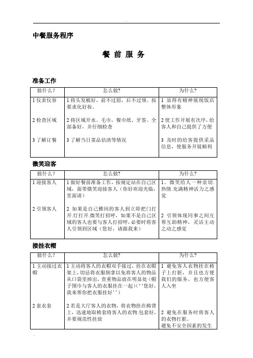 中餐服务程序培训资料