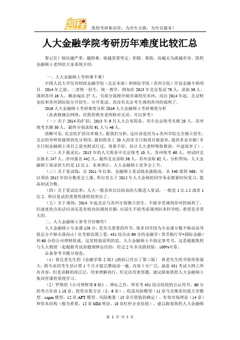 大金融学院考研历年难度比较汇总