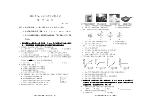 江西省赣州市2012年九年级化学适应性考试试卷