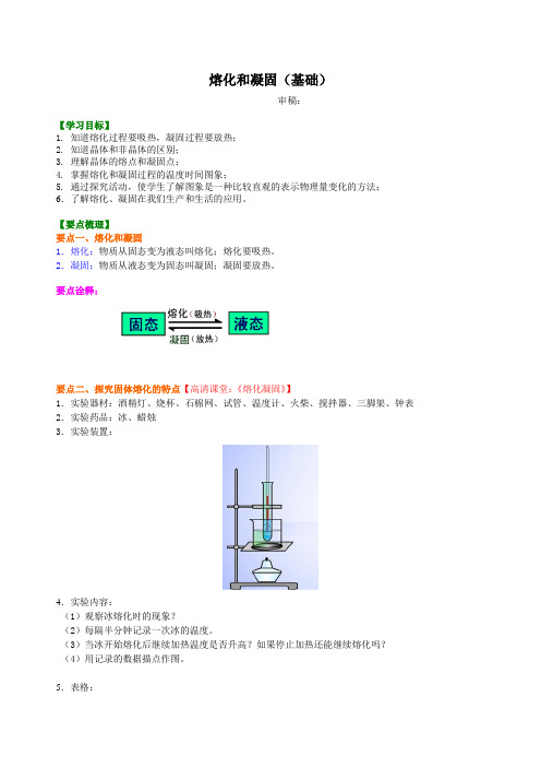 【苏教版】八年级物理上册-熔化和凝固(基础)知识讲解