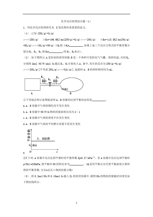 2019高考满分之路搞定化学压轴题：化学反应原理综合题(1)