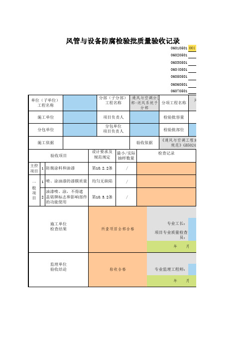 001_06010501_风管与设备防腐检验批质量验收记录