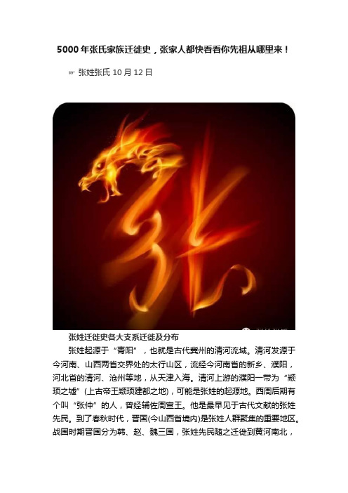 5000年张氏家族迁徙史，张家人都快看看你先祖从哪里来！