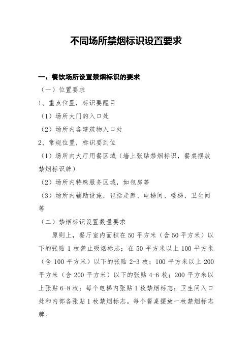 1.不同场所禁烟标识设置要求