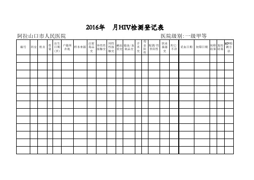 HIV检测登记表