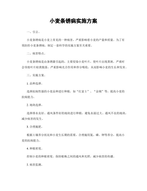 小麦条锈病实施方案