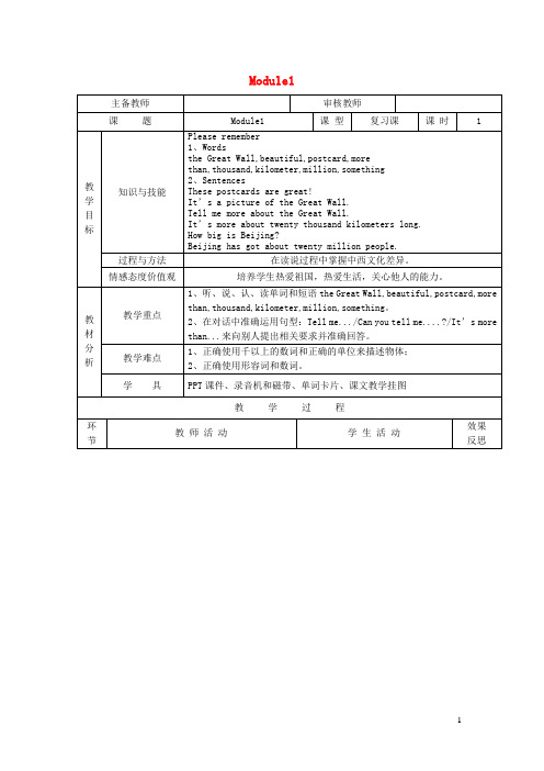 六年级英语上册Module1教学案外研版(三起)