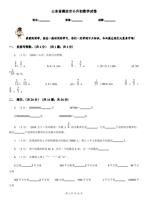 山东省潍坊市小升初数学试卷