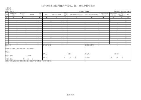 生产企业出口货物免、抵、退税申报明细表-视同自产