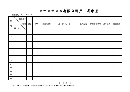花名册(模板)
