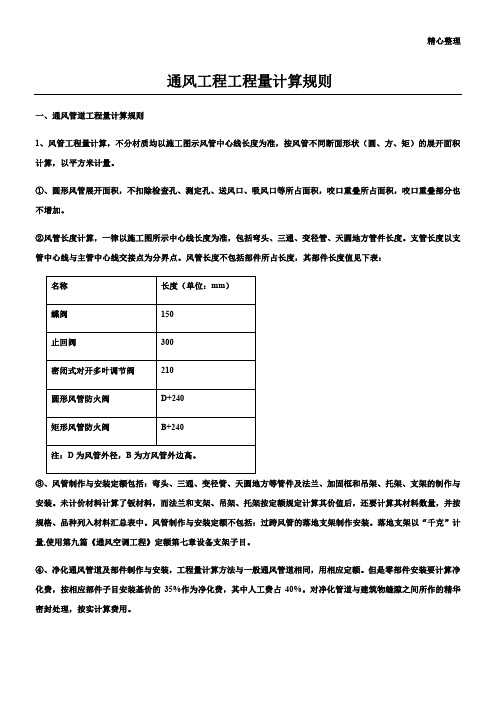 风管工程量计算规则  附风管厚度