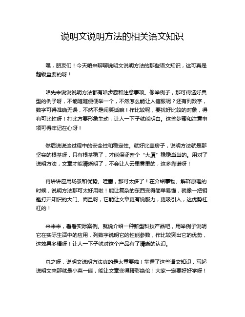 说明文说明方法的相关语文知识