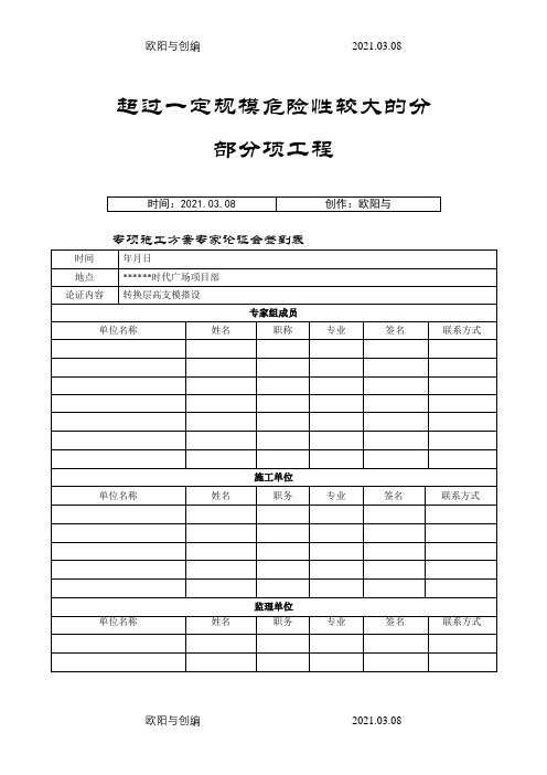 专项施工方案专家论证会签到表、论证报告、论证审批表之欧阳与创编