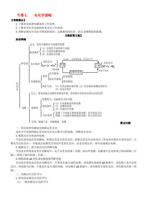 山东省新泰市汶城中学高中化学专题七《电化学基础》学案