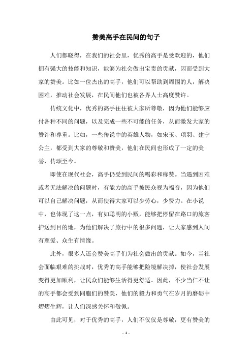 赞美高手在民间的句子