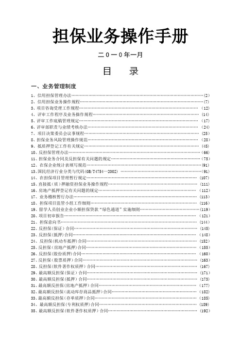 融资性担保公司业务开展与内部管理手册(全)