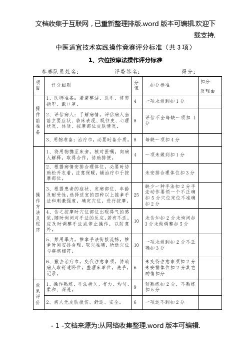 中医适宜技术操作评分标准