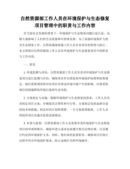 自然资源部工作人员在环境保护与生态修复项目管理中的职责与工作内容