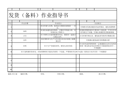 仓库发货(备料)作业指导书