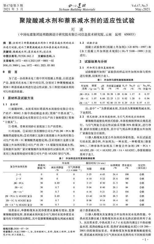 聚羧酸减水剂和萘系减水剂的适应性试验