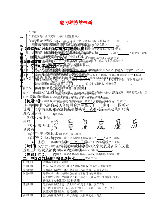 高中历史 第7课 魅力独特的书画教学设计1 北师大版必修3-北师大版高二必修3历史教案