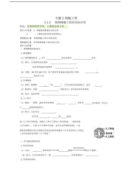 植物细胞工程的实际应用学案附答案.doc