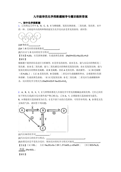 九年级培优化学推断题辅导专题训练附答案