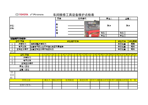 动平横机设备维护点检表